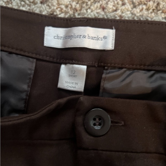 2 Pair Christopher & Banks Dress Pants Size 12 Short Brown & Black Straight leg - Picture 4 of 12